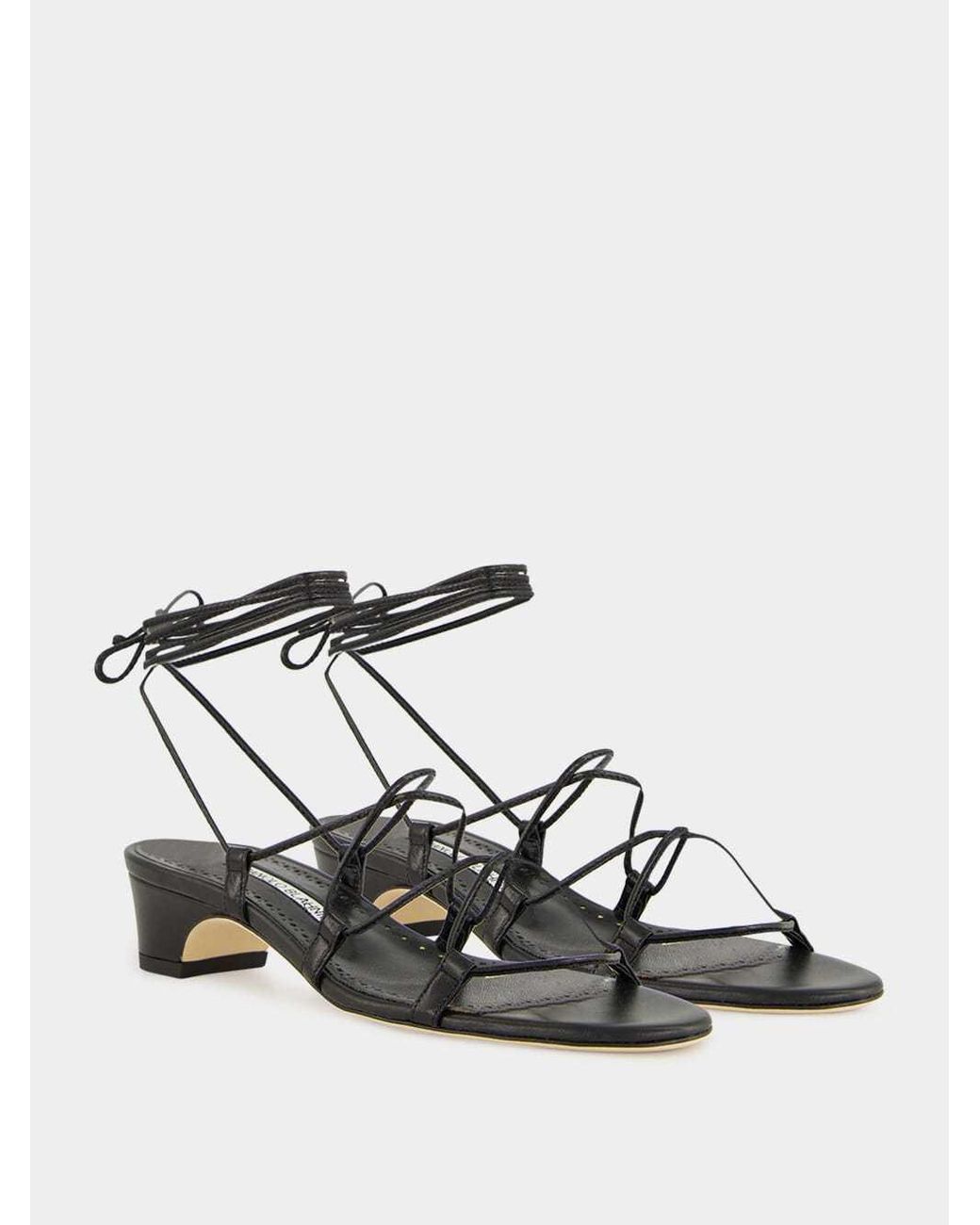 Manolo Blahnik Black Cross-Strap Sandals