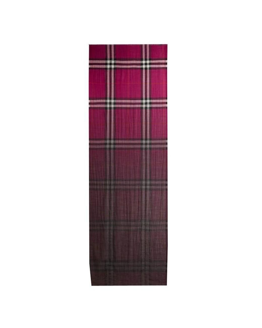Burberry Purple Plaid Striped Scarf