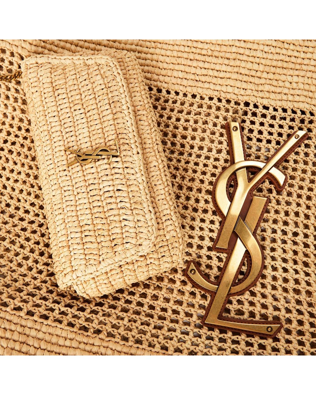 Saint Laurent Natural Raffia Shoulder Bag