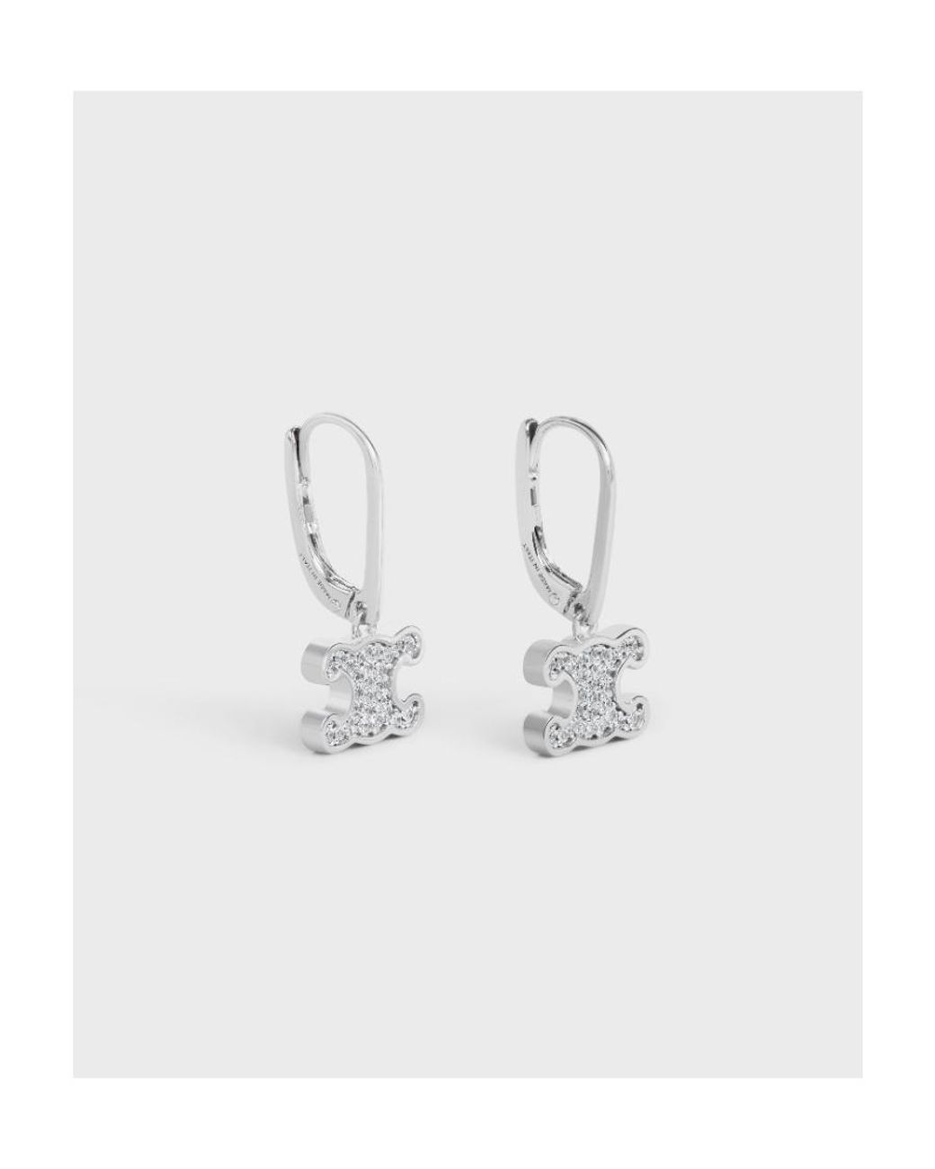 Céline White Triomphe Rhinestone Earrings