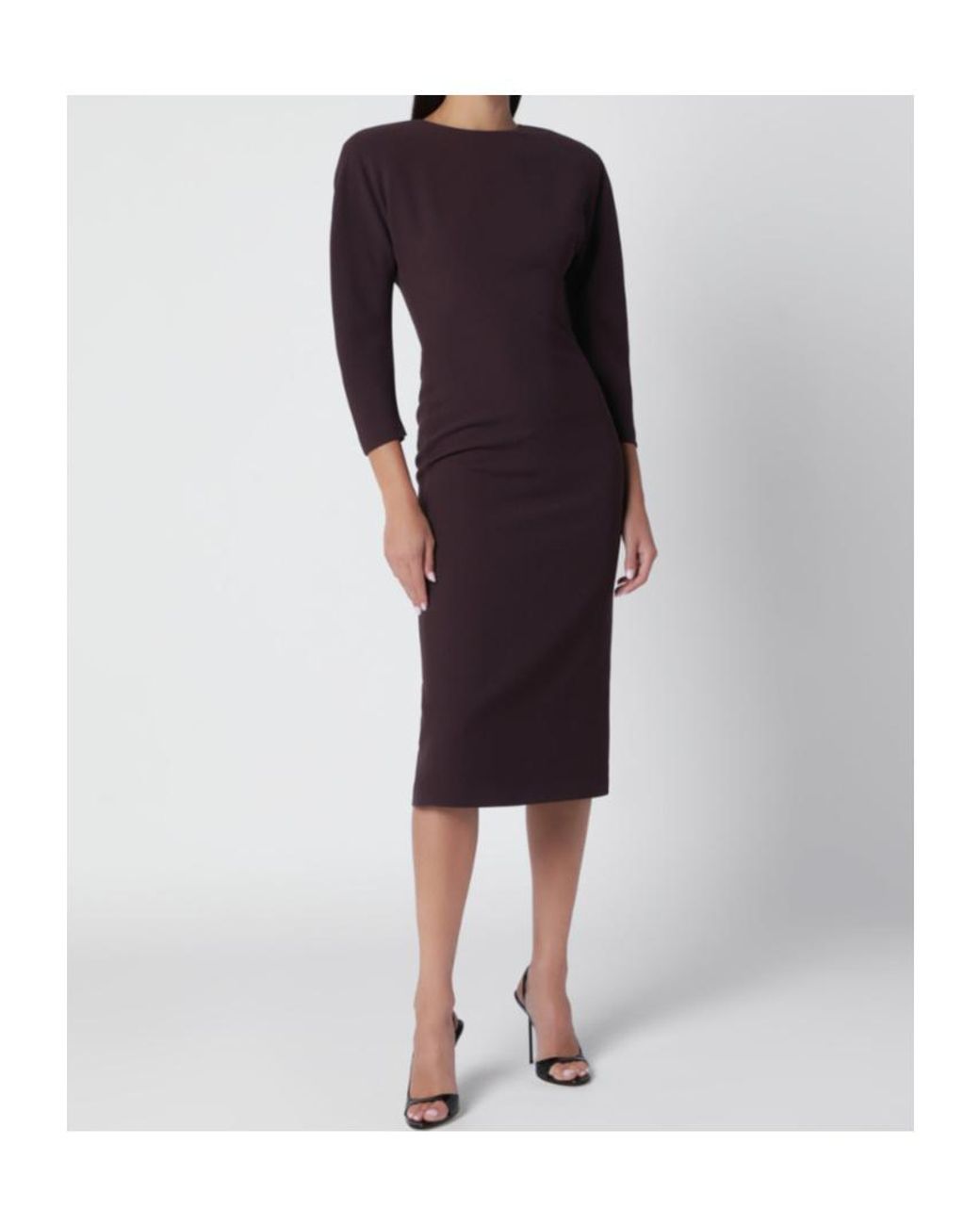 ANDAMANE Red Rouge Noir Midi Dress With Rounded Shoulders