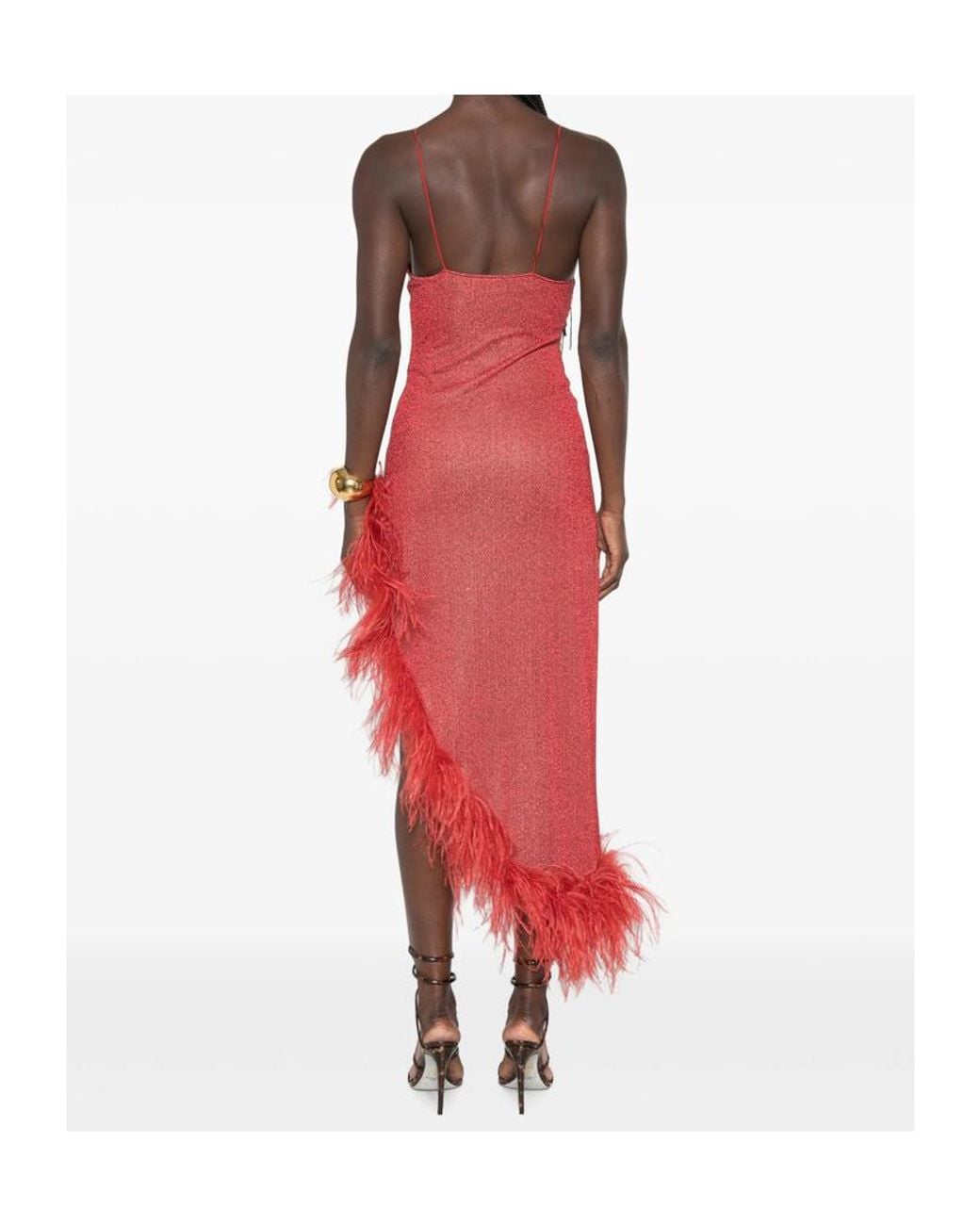 Oseree Red Suspender Dress