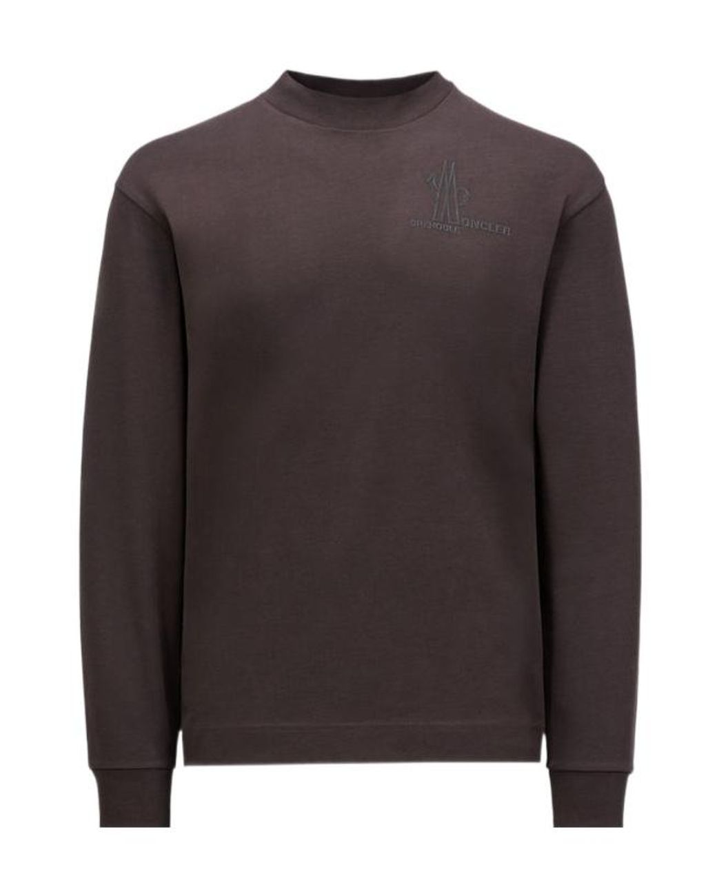 Moncler Brown Grenoble Logo Detailed Long-Sleeved T-Shirt for men