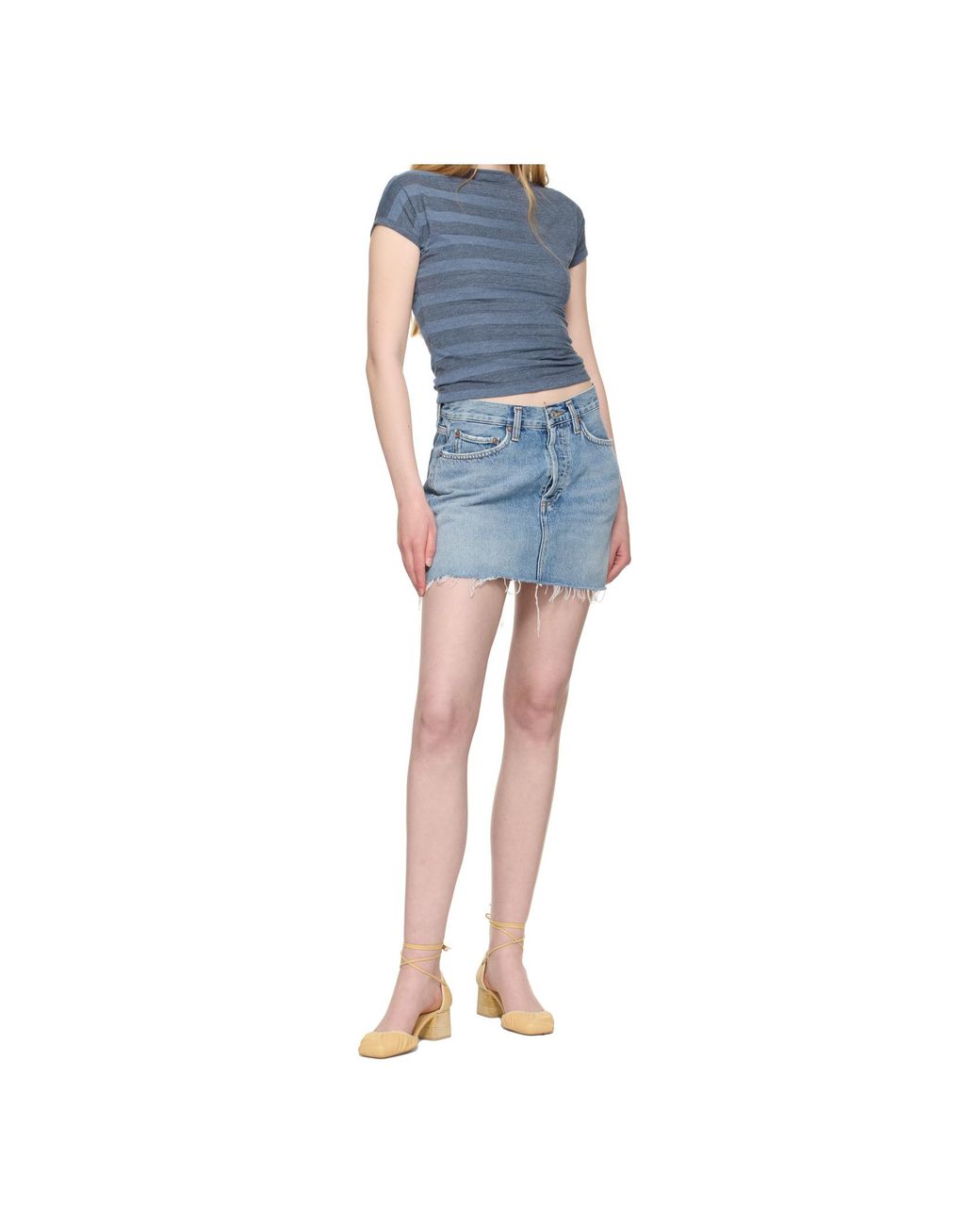 Agolde Blue Denim Skirt With Belt Loops