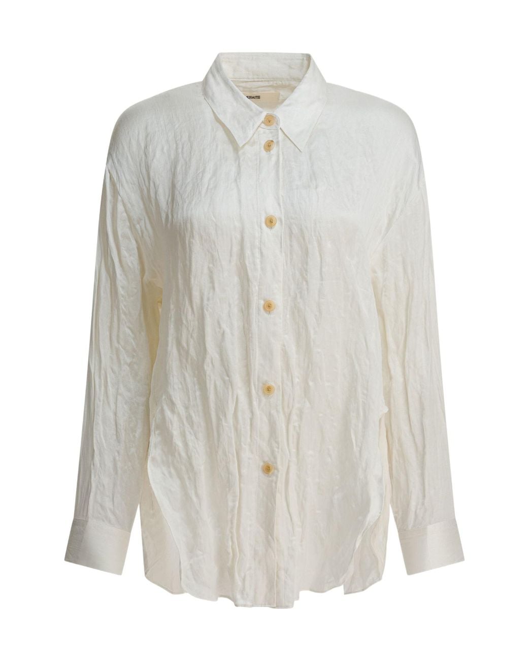 Khaite White Long-Sleeved Crinkled Shirt