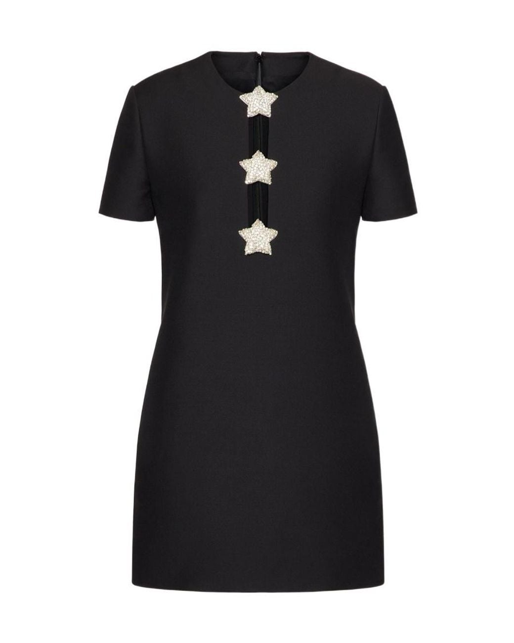 Valentino Black Crepe Couture Embroidered Short Dress
