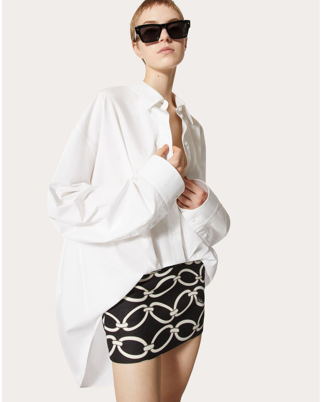 Valentino White Chain 1967 Long-Sleeved Mini Dress