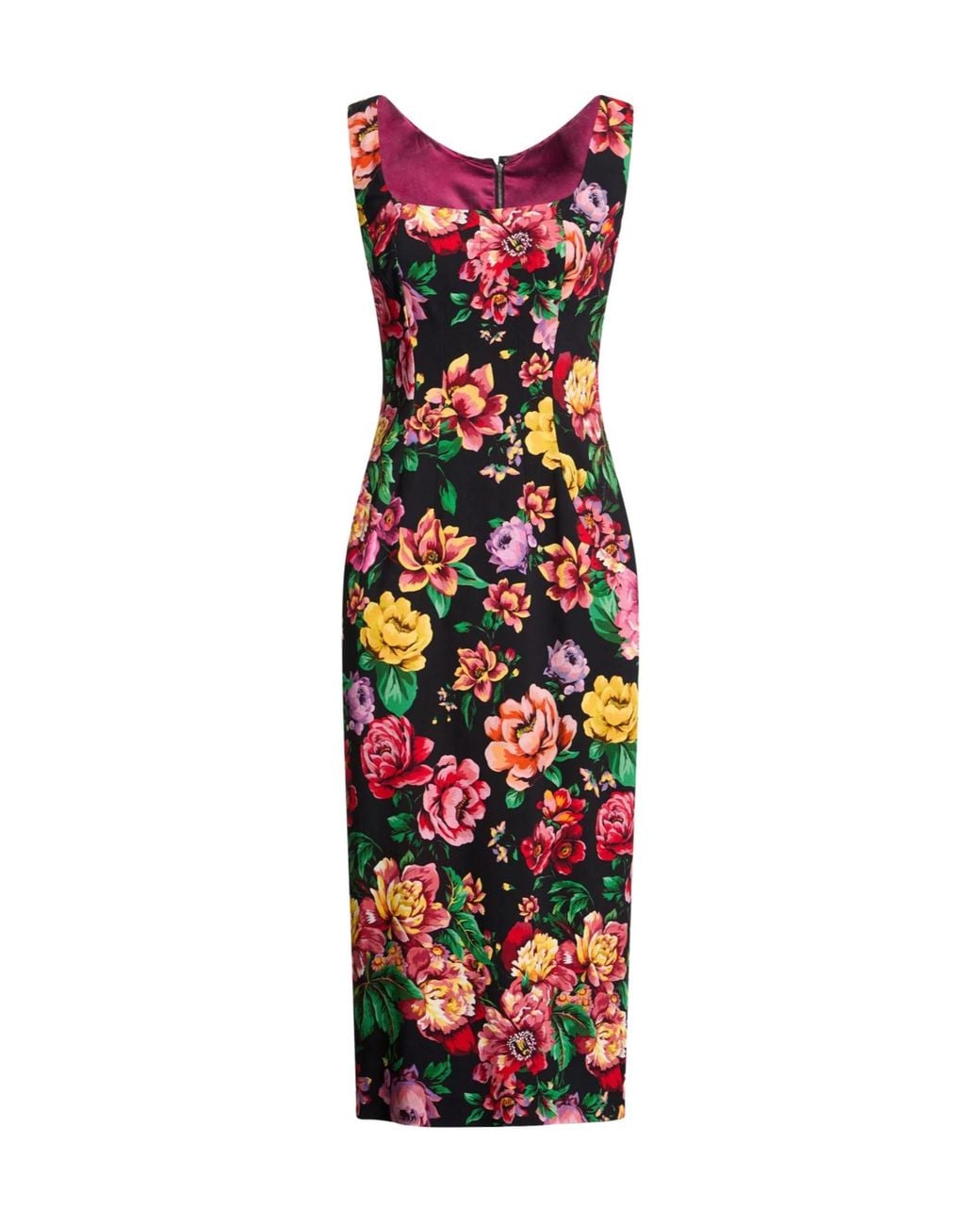 Dolce & Gabbana Red Floral Print Bodycon Dress