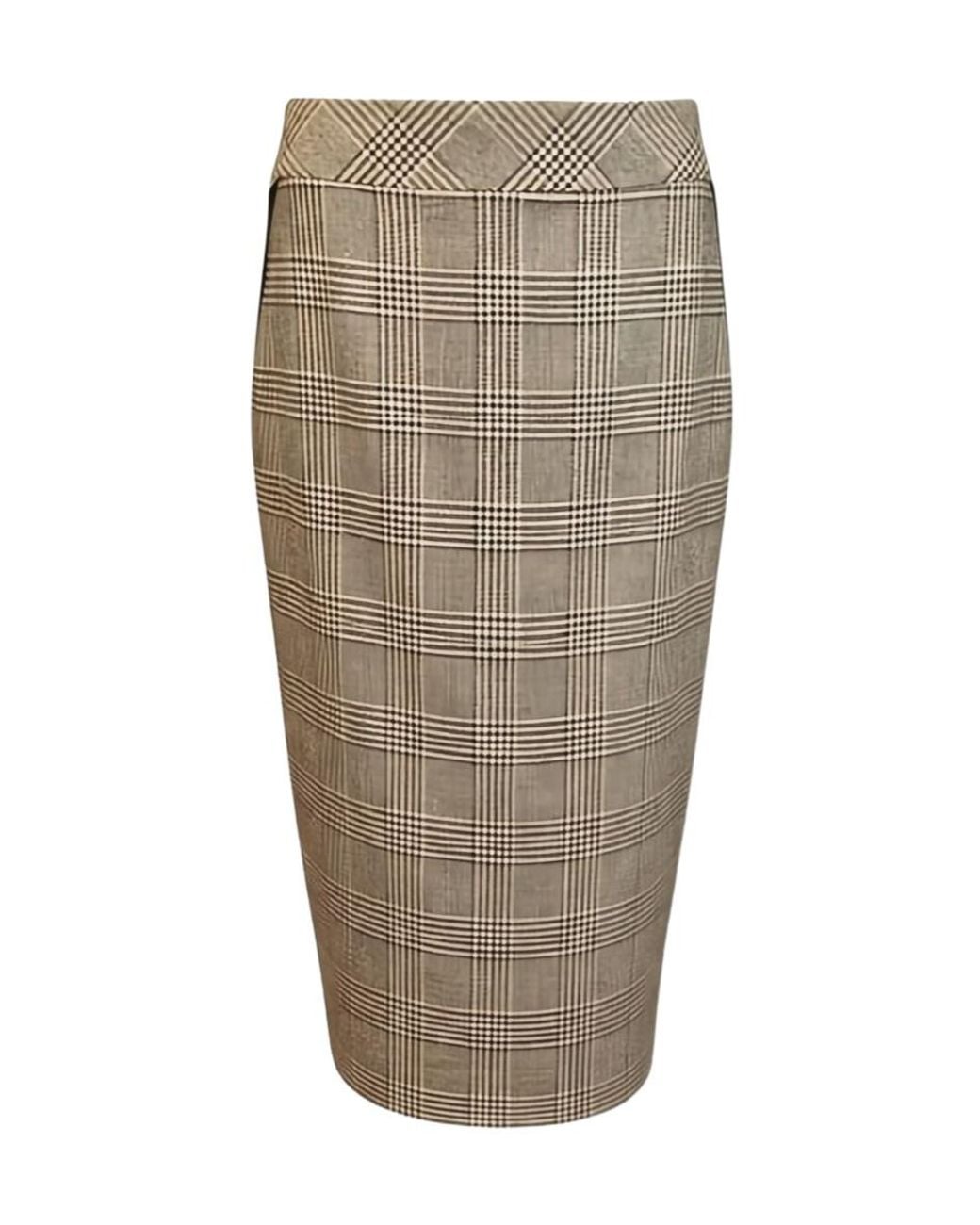 D.exterior Natural Checkered Half-Length Skirt