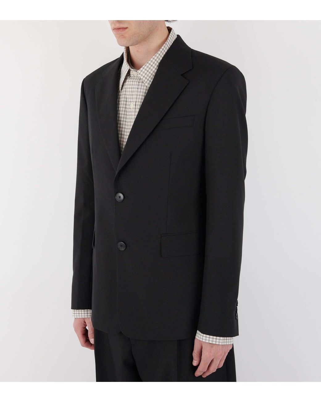 mfpen Black Single-Breasted Wool Blazer for men