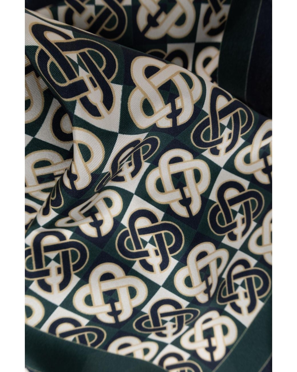 Casablanca Blue Monogram-Print Silk Scarf for men