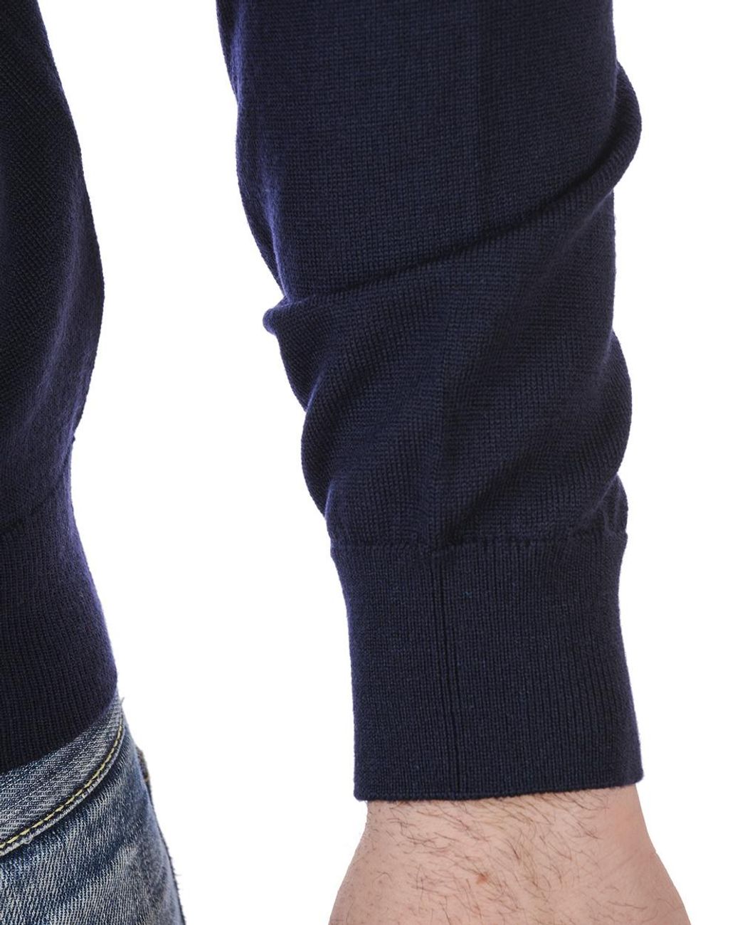 Emporio Armani Blue Round-Neck And Long-Sleeved Sweater for men