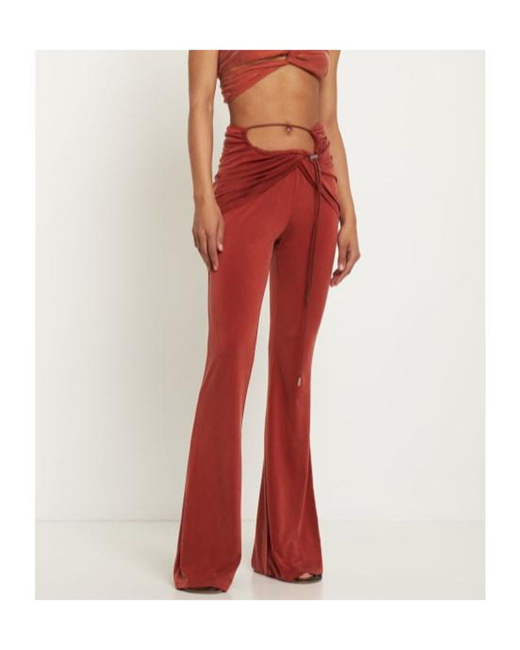 Jacquemus Red Le Pantalon Espelho Cupro Wide Pants