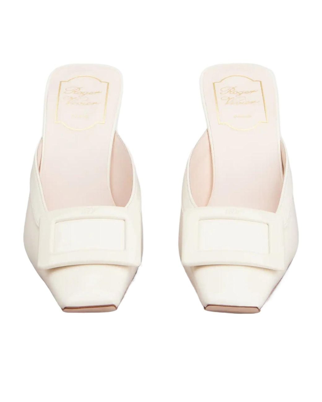Roger Vivier Natural Belle Vivier Wedge Mules