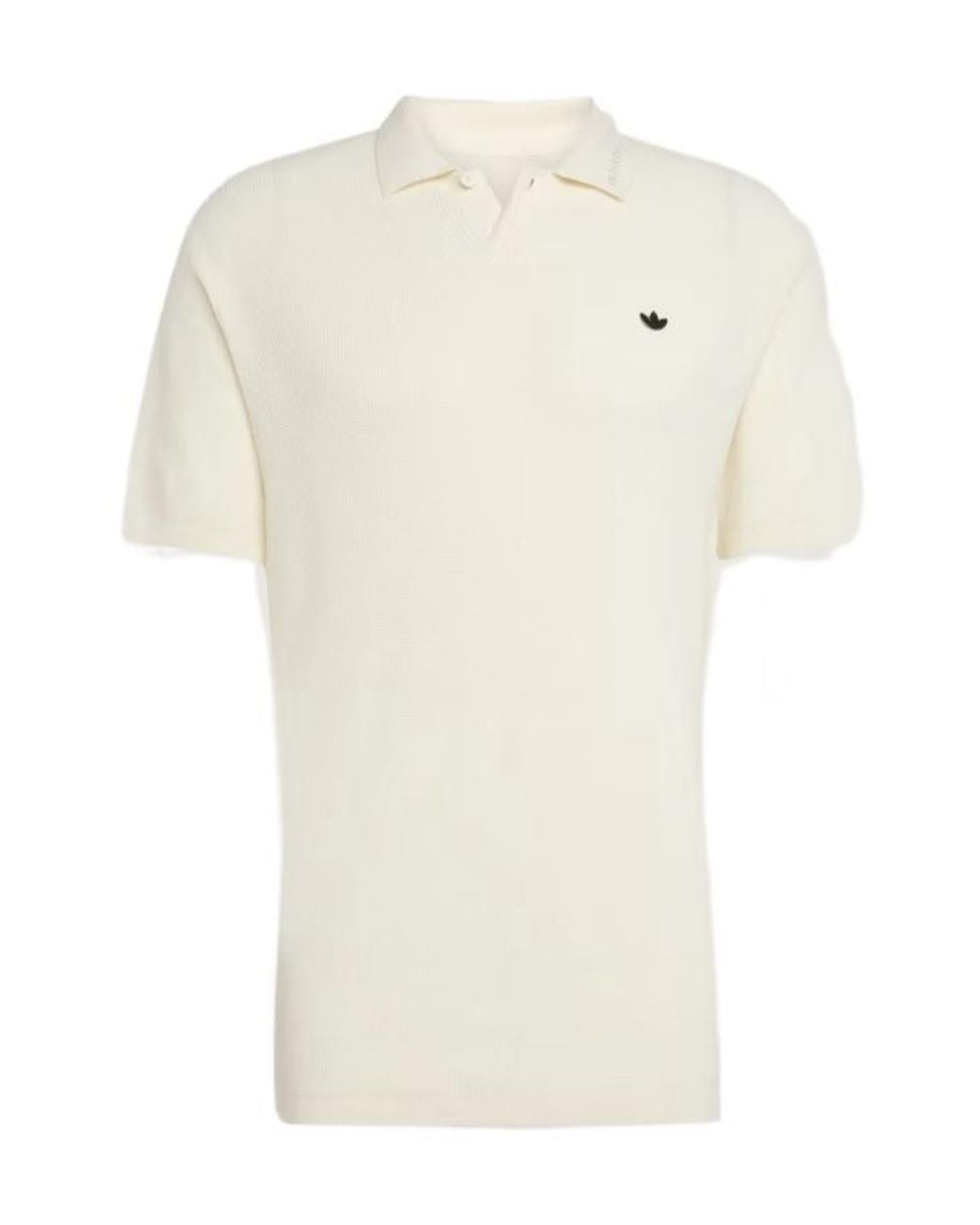 Adidas Originals White Logo-Plaque Polo Shirt for men