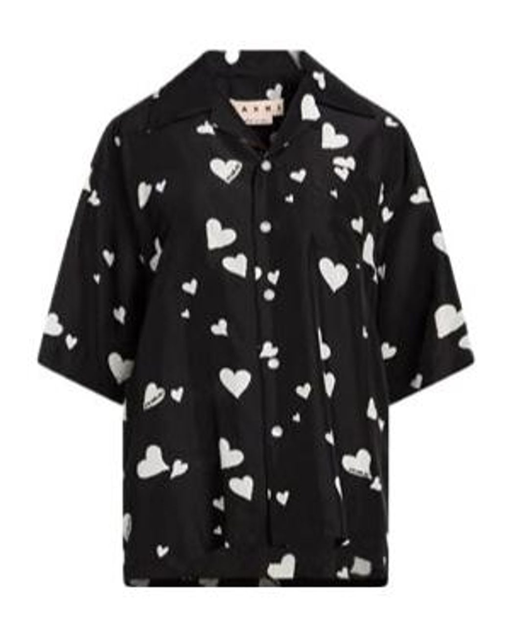 Marni Black Two-Tone Satin Short-Sleeved Shirt