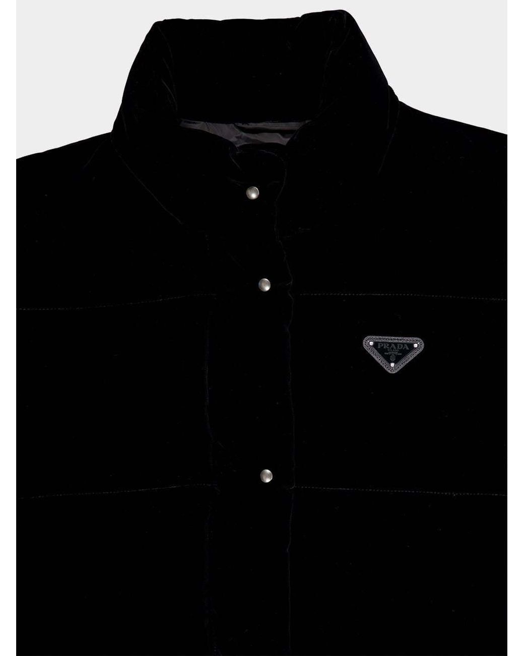 Prada Blue Convertible Velvet Down Jacket