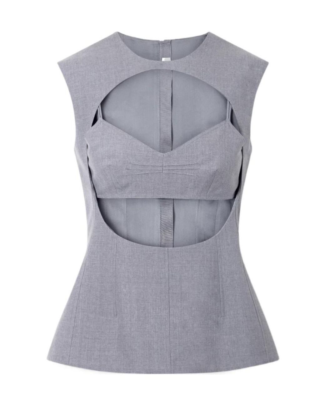 Jil Sander Gray Cut-Out Sleeveless Top