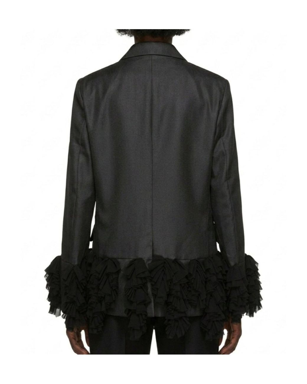 Comme des Garçons Black Single-Breasted Ruffle-Detail Jacket