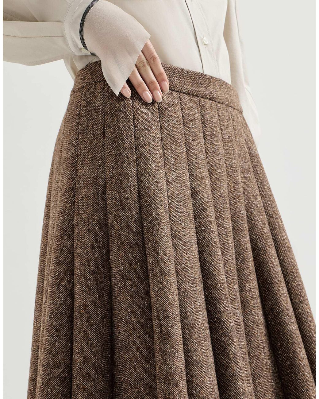 Brunello Cucinelli Brown Pleated Skirt