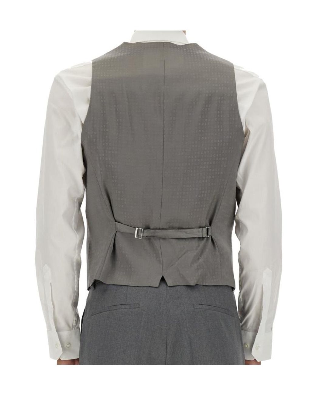 Boss Gray Boss Single-Breasted V-Neck Waistcoat for men