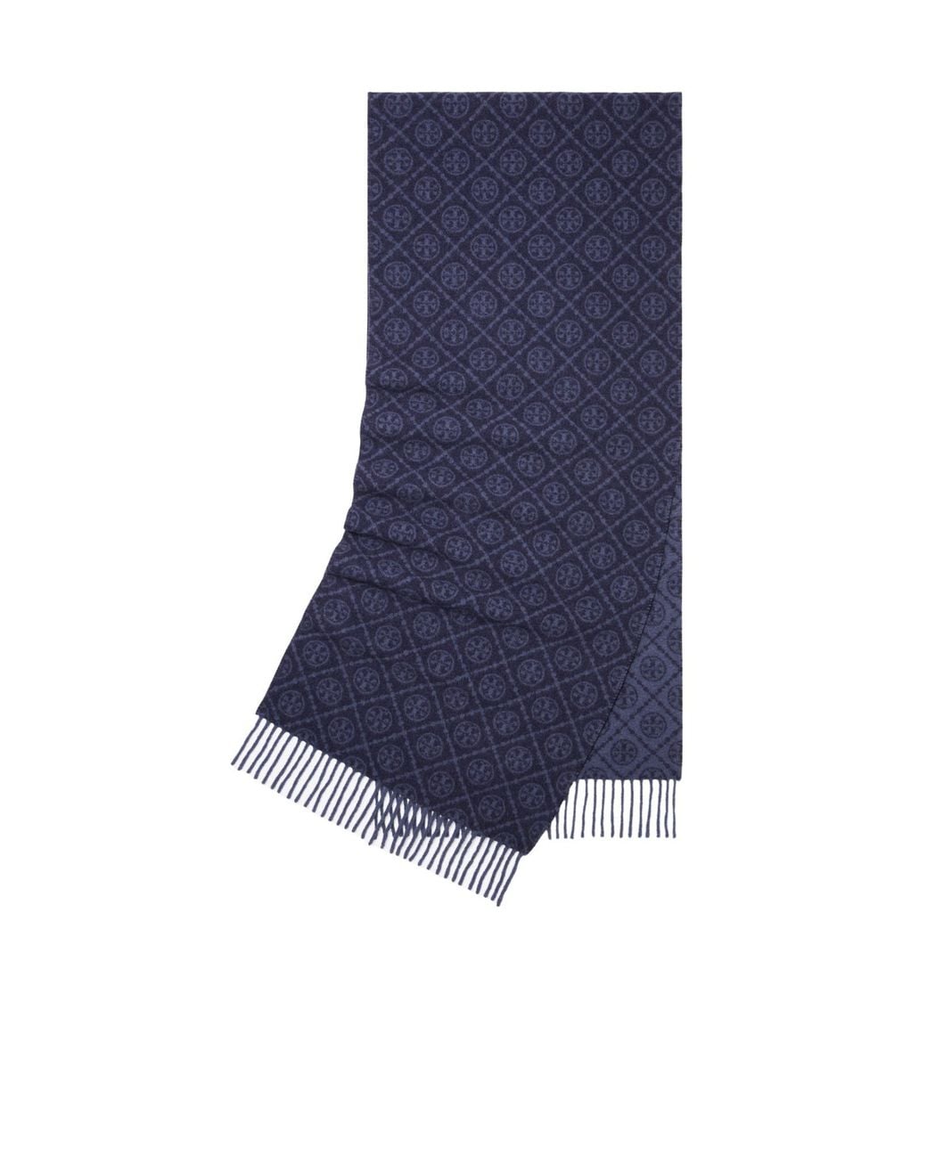 Tory Burch Blue T Monogram Jacquard Scarf