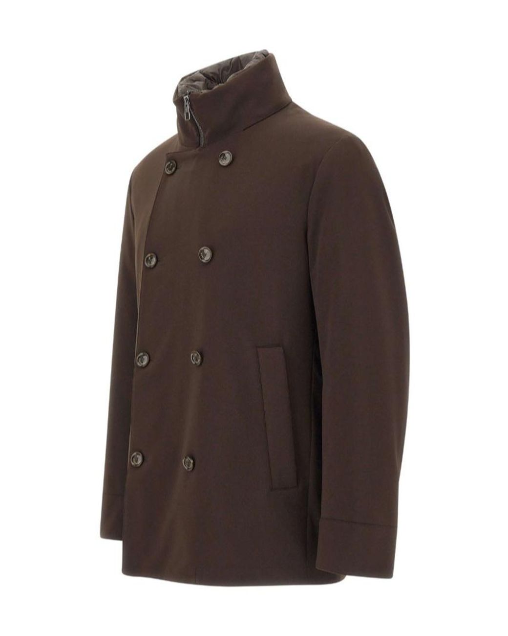 Montecore Brown Quilted Bib Double-Breasted Coat for men