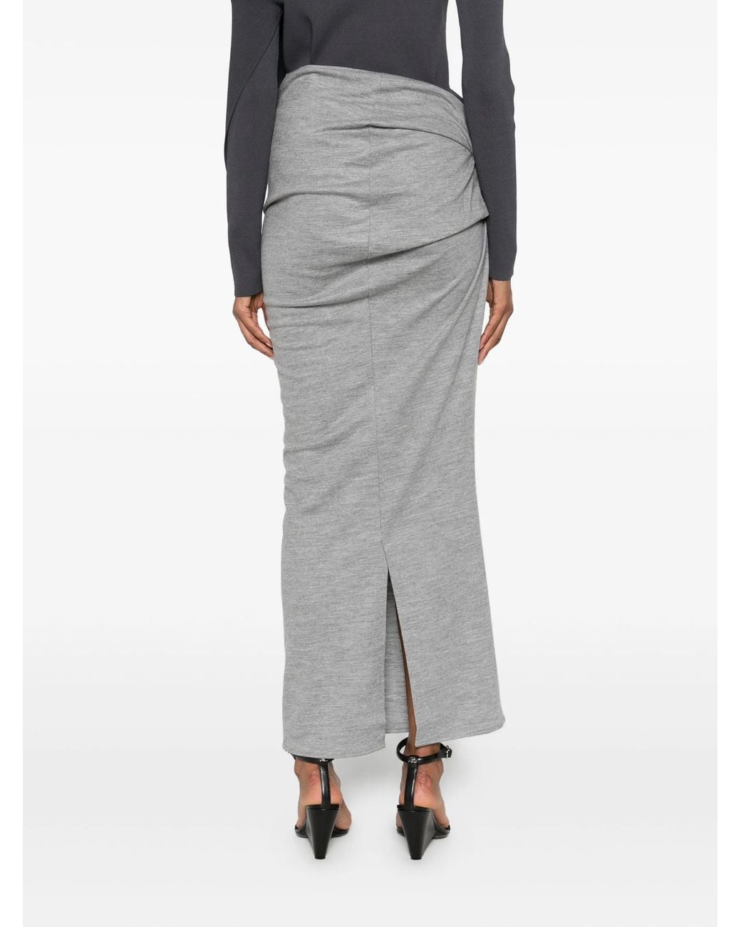 Entire studios Gray Draped Midi Skirt