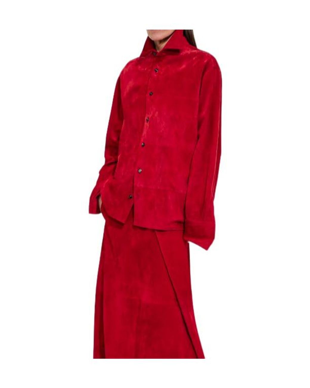 Bottega Veneta Red Suede Leather Shirt