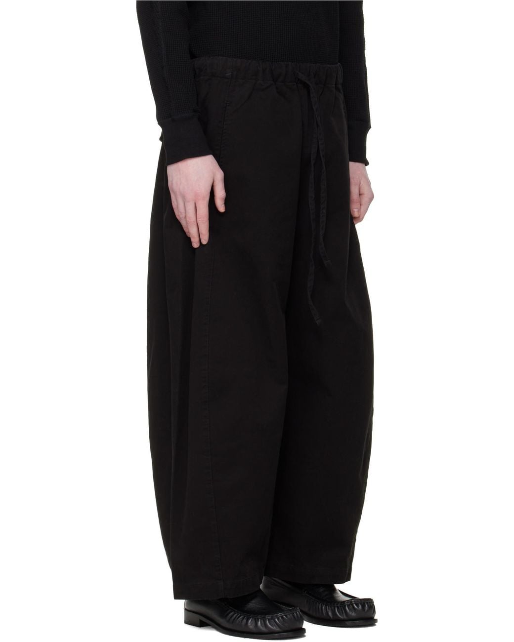 Entire studios Black Drawstring Wide-Leg Pants