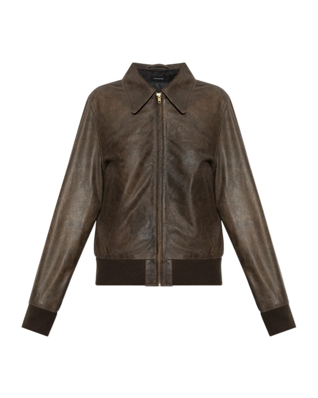 R13 Brown Boyfriend Distressed Leather Jacket