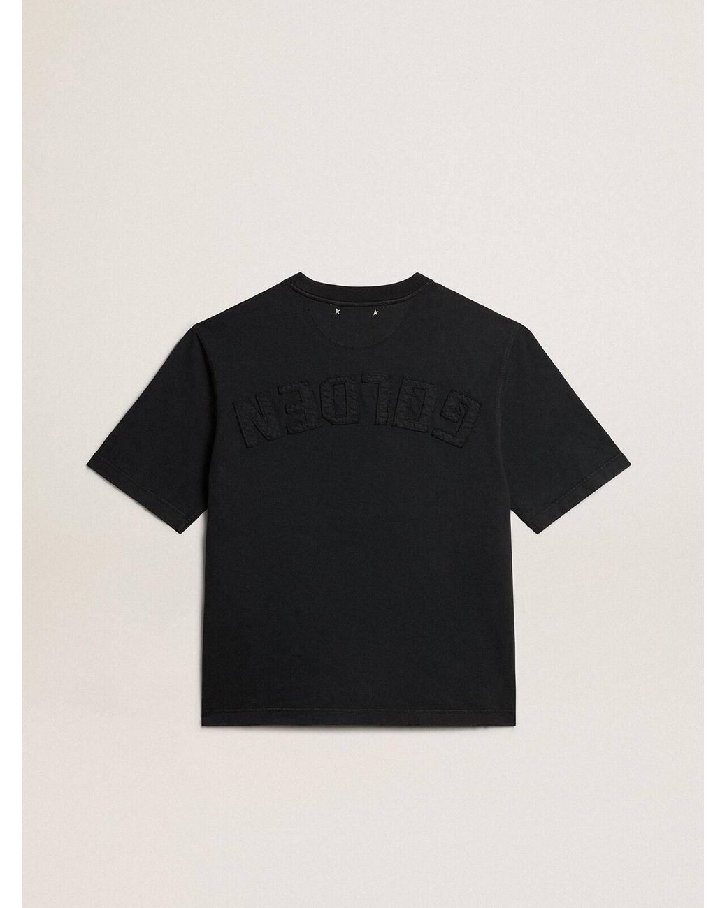 Golden Goose Deluxe Brand Black Logo Detailed Crewneck T-Shirt for men
