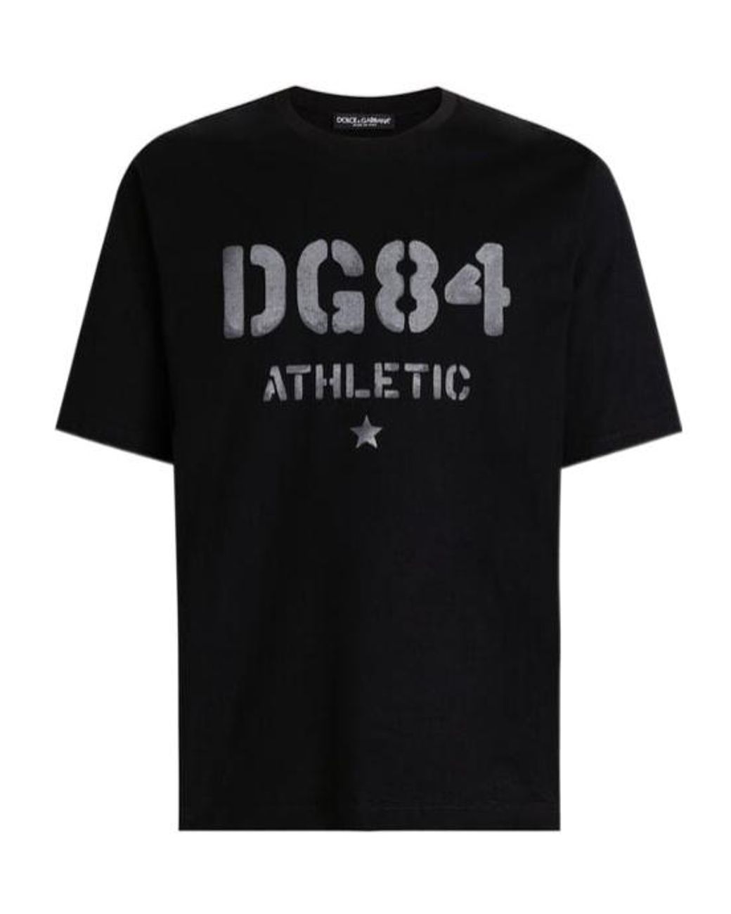 Dolce & Gabbana Black Printed Crewneck T-Shirt for men