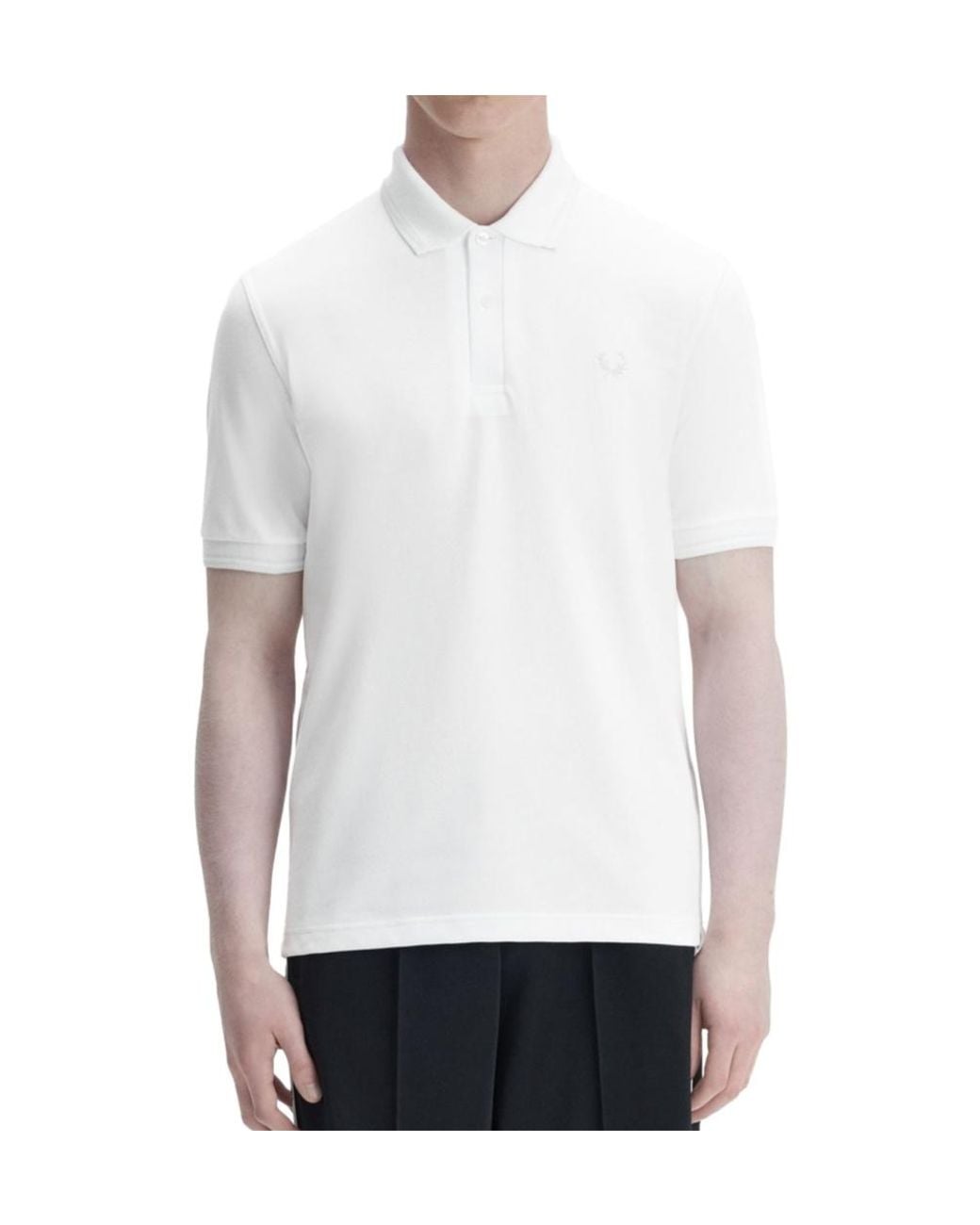 Fred Perry White Logo Piqué Polo Shirt for men