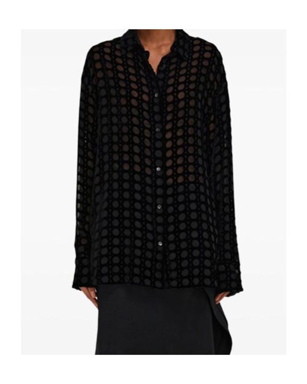 Ferragamo Black Ferragamo Devoré-Effect Long-Sleeved Shirt