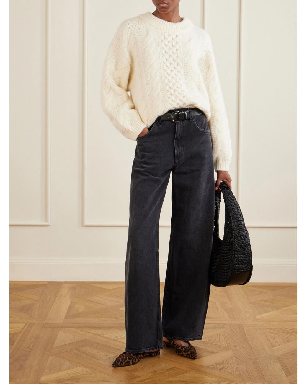 Doen White Cable-Knit Wool And Cashmere-Blend Sweater
