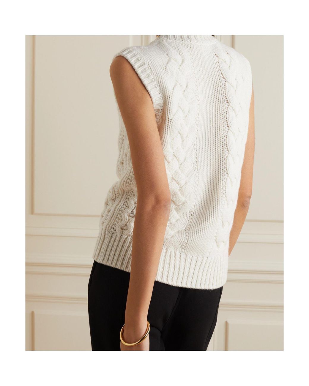 Gabriela Hearst White Cable Knit Vest