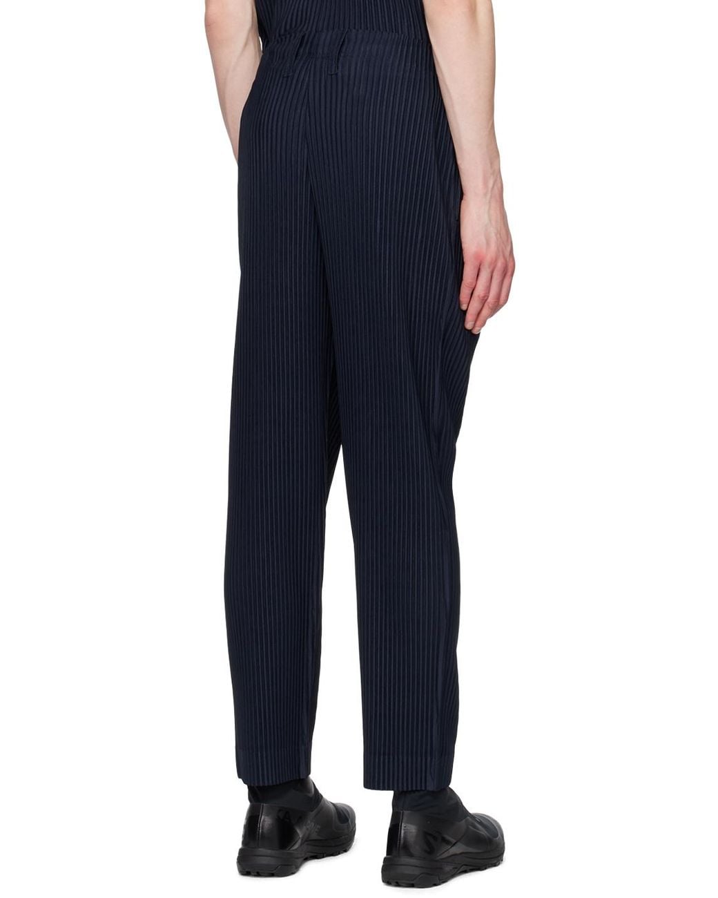 Homme Plissé Issey Miyake Blue Basic Straight-Leg Trousers for men