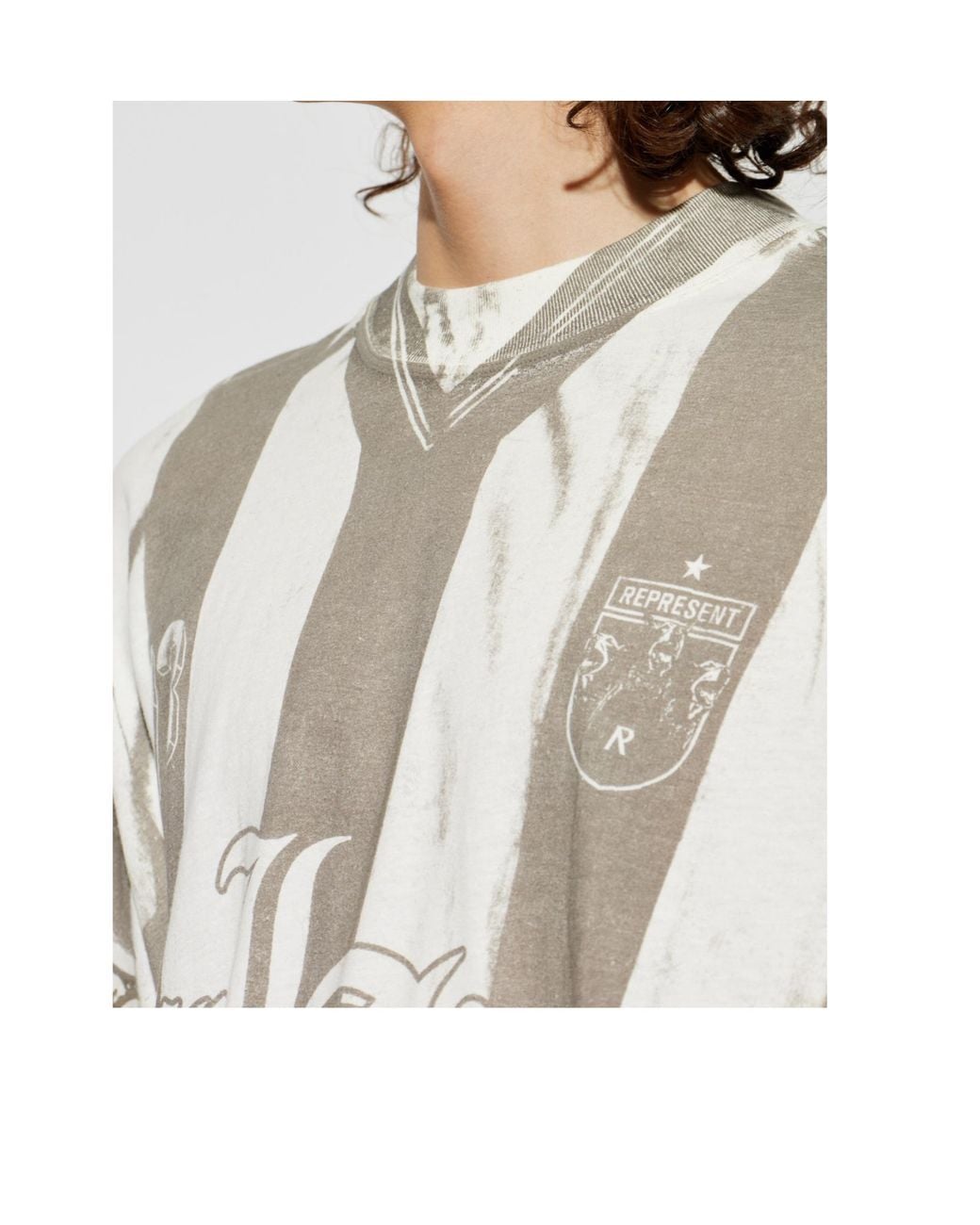 Represent White Oversized Striped Long Sleeve T-Shirt for men