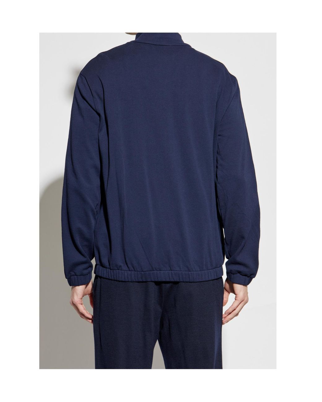 Moncler Blue Logo Patch Zipped Sweatshirt for men