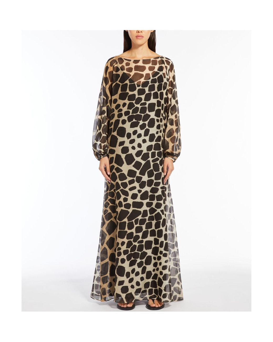 Max Mara Multicolor Studio All-Over Patterned Long-Sleeved Dress
