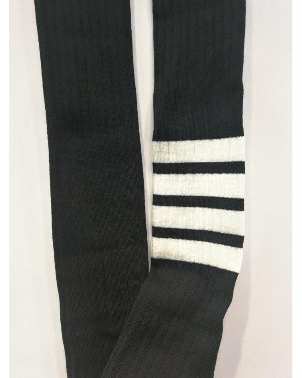 Thom Browne Black 4-Bar Striped Ribbed Tights