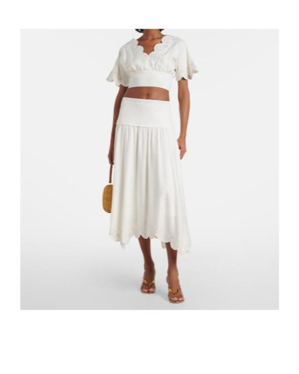 Jonathan Simkhai White Haven Linen-Blend Midi Skirt