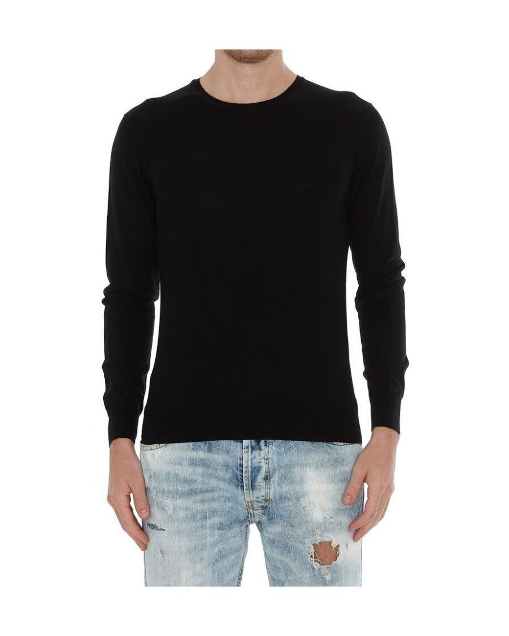 Hōsio Gray Long-Sleeved Crewneck Knitted Jumper for men