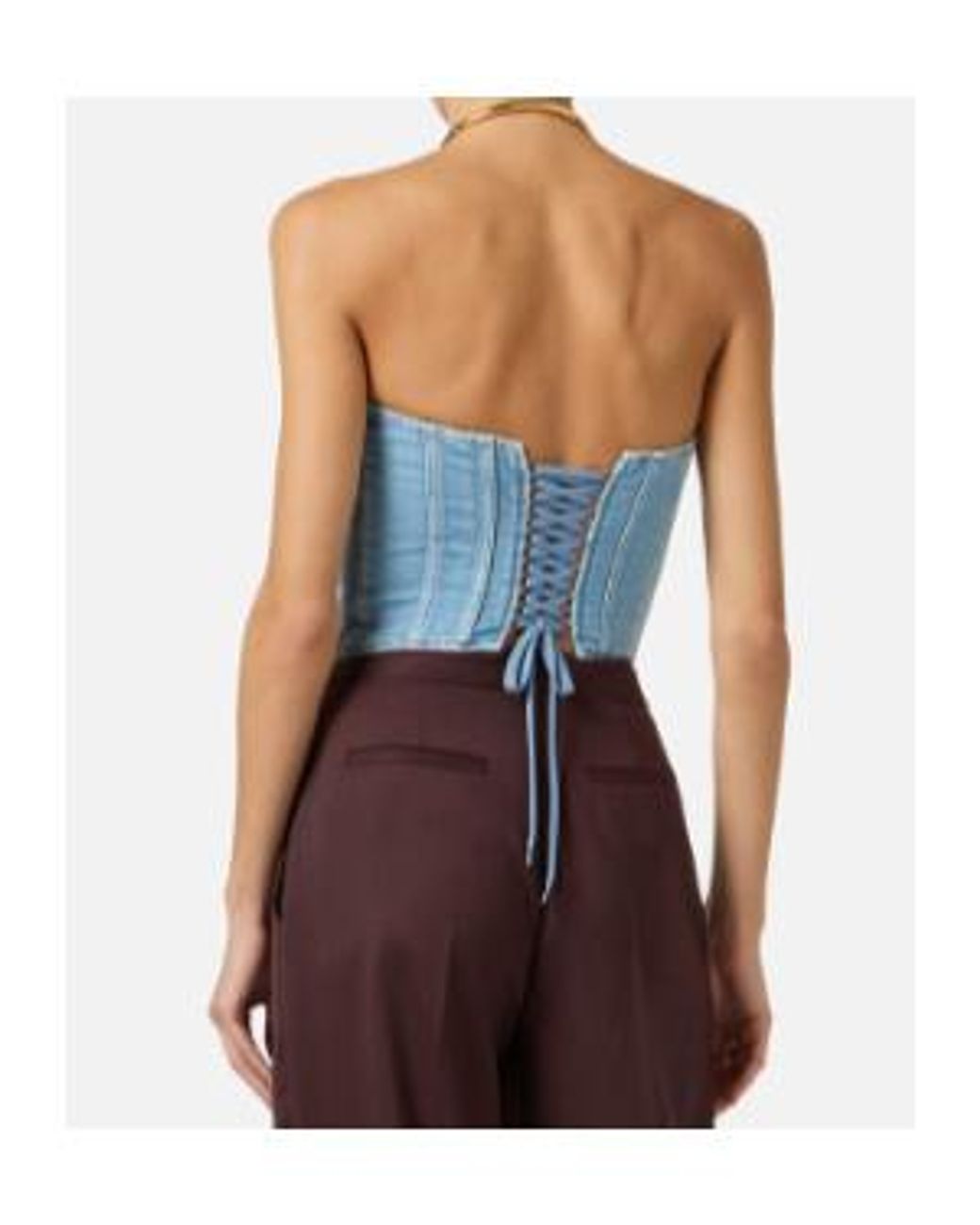 Elisabetta Franchi Blue Denim Bustier Top