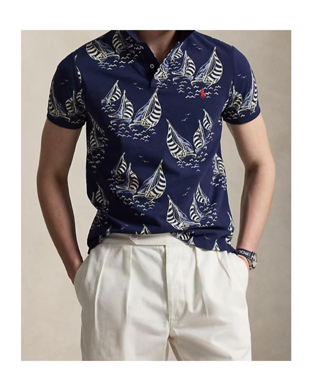 Polo Ralph Lauren Blue Sailboat-Print Polo Shirt for men