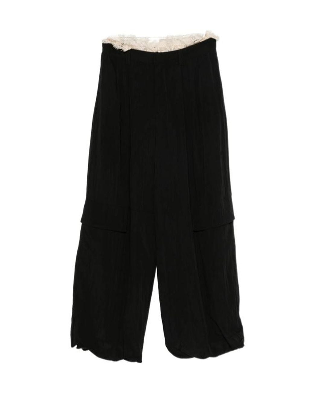 Sea Black Lace-Trimmed Trousers