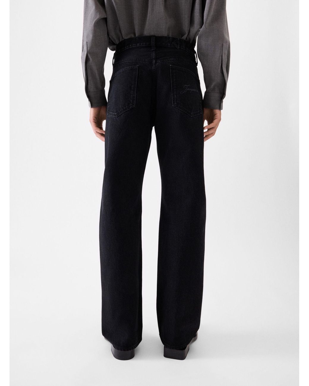 Jacquemus Blue Logo Detailed Straight-Leg Jeans for men