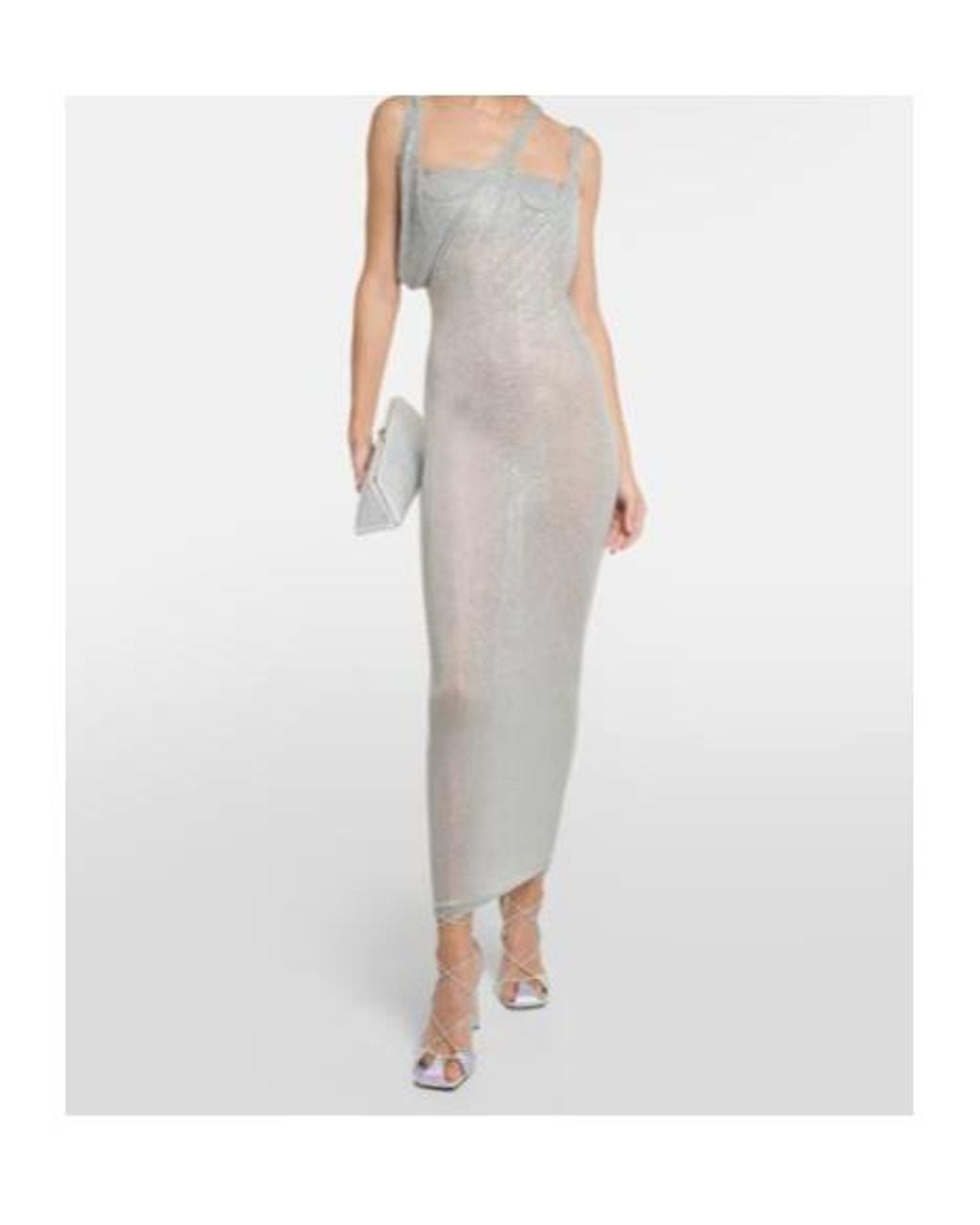 The Attico White Embellished Jersey Midi Dress