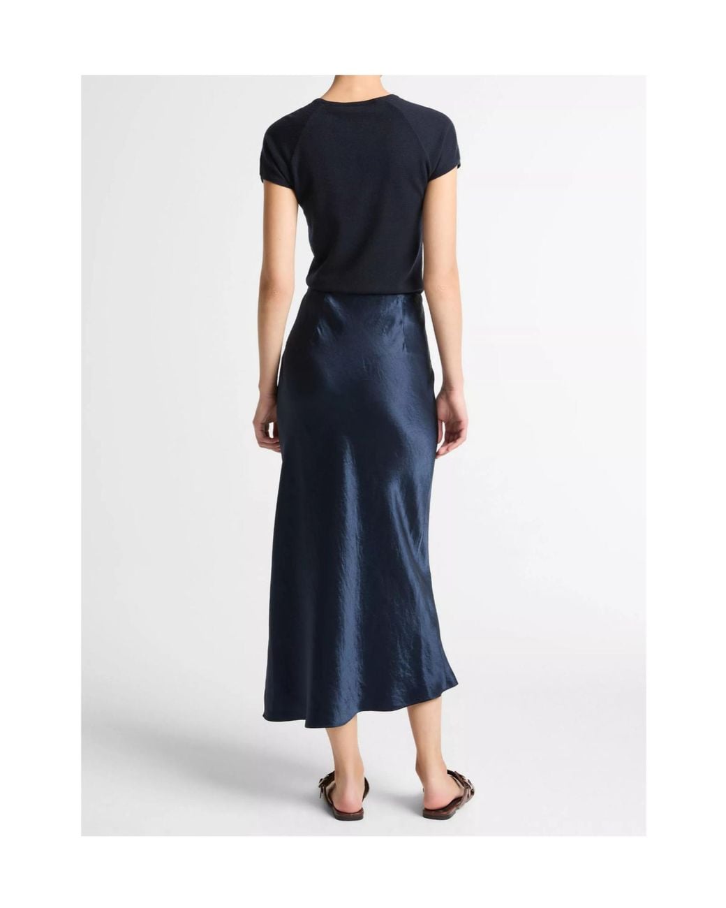 Vince Blue Bias-Cut Midi Skirt